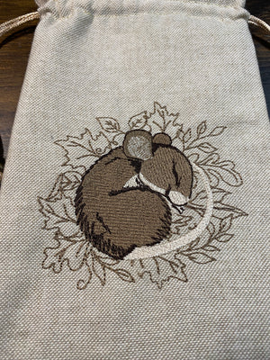 Embroidered Sleeping Mouse Pouch